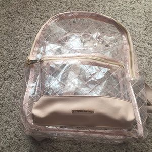 Clear plastic and pink backpack